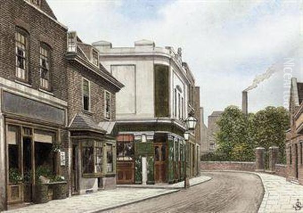 The Henry Viii Inn, High Street, Lambeth Oil Painting by James Lawson Stewart