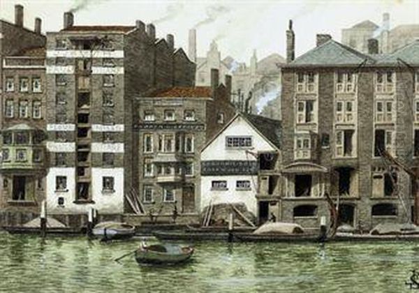 Paul's Wharf, Seen From Bankside, Southwark Oil Painting by James Lawson Stewart