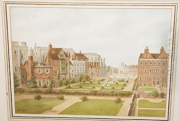 View Of Old Palace Yard In Westminster Fromthe South, Watercolour Oil Painting by James Lawson Stewart