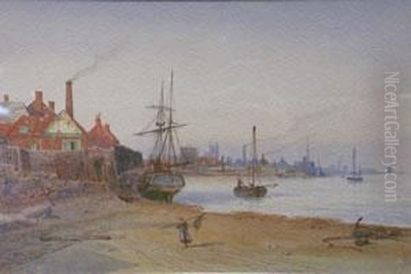 Watercolour - On The Medway, Monogrammed Lower Right, 17 X 26cm Oil Painting by James Lawson Stewart