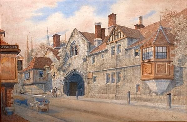 St Ann's Gate, Salisbury, Signed Lower Right Oil Painting by James Lawson Stewart