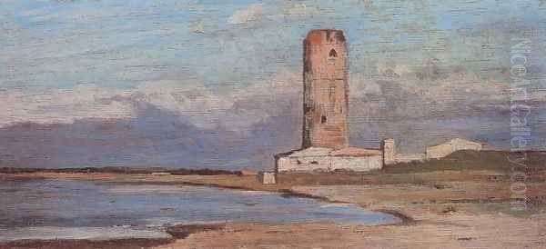 La torre rossa Oil Painting by Giovanni Fattori