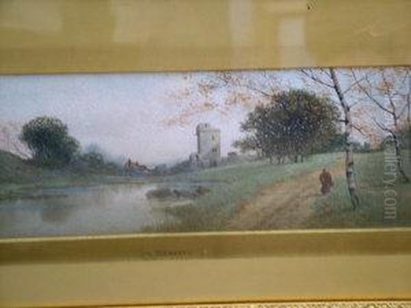 Figure Along A Country Lane Oil Painting by James Lawson Stewart