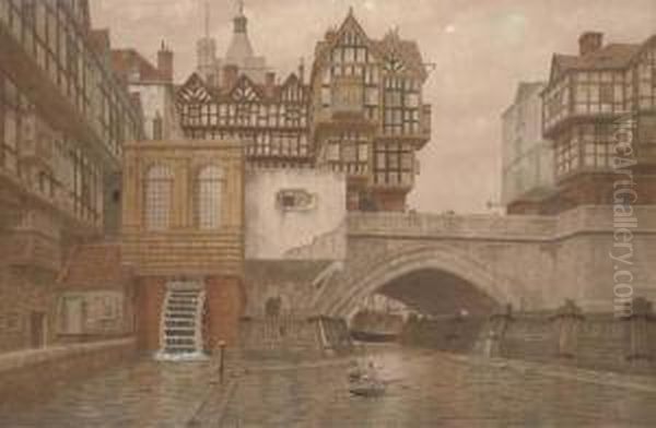 Old London Bridge Oil Painting by James Lawson Stewart