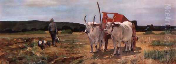 Ox-cart in the Tuscan Maremma Oil Painting by Giovanni Fattori