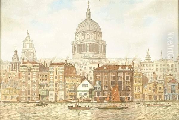 St Paul's Wharf Oil Painting by James Lawson Stewart