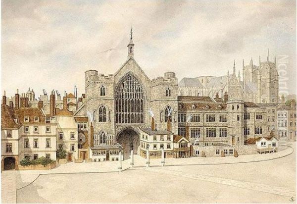 Westminster Hall And Westminster Abbey Oil Painting by James Lawson Stewart