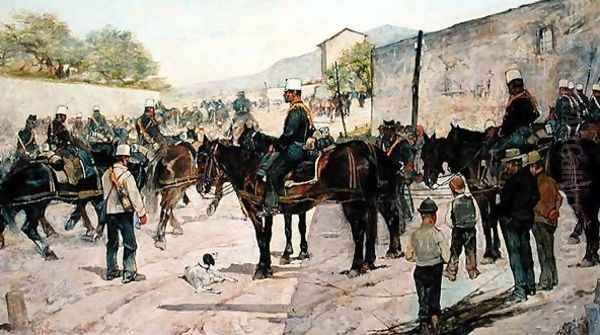 Military Exercises, 1890 Oil Painting by Giovanni Fattori