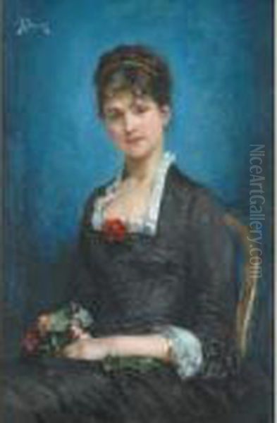 Portrait D'une Dame De Qualite Oil Painting by J. Stewart