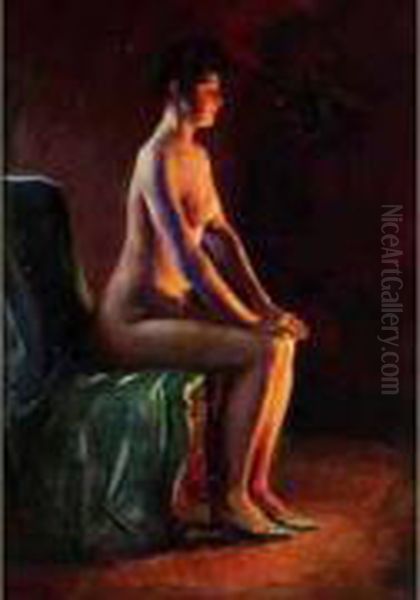 < Le Modele >. Oil Painting by J. Stewart