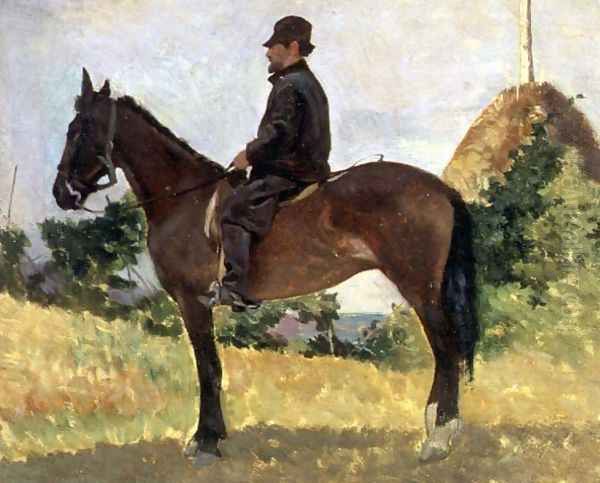 Diego Martelli mounted on horseback Oil Painting by Giovanni Fattori