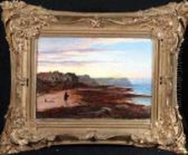 Newbiggin Sands At Sunset Oil Painting by George Blackie Sticks