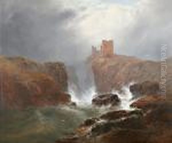 Dunstanborough Castle Oil Painting by George Blackie Sticks