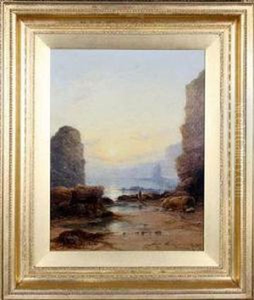 Marsden Rocks, Morning Oil Painting by George Blackie Sticks