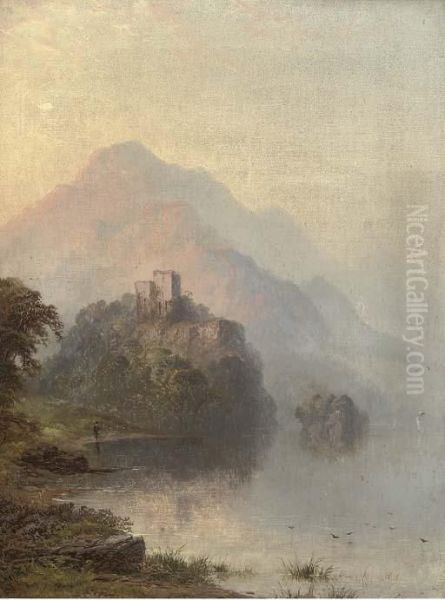 Glengarry Castle, Evening Oil Painting by George Blackie Sticks