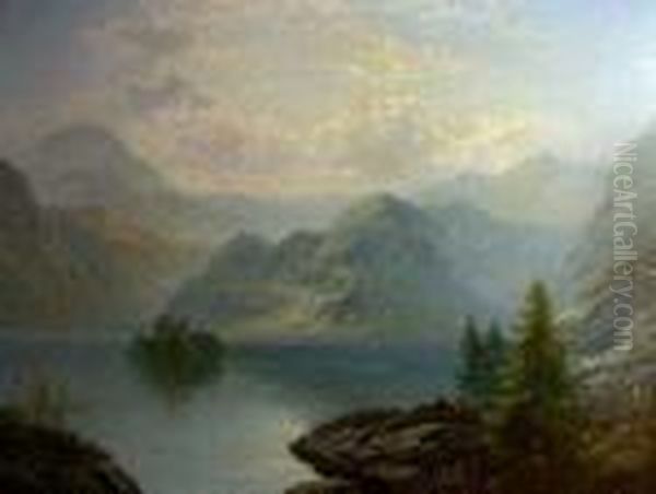 Loch Katrine Oil Painting by George Blackie Sticks