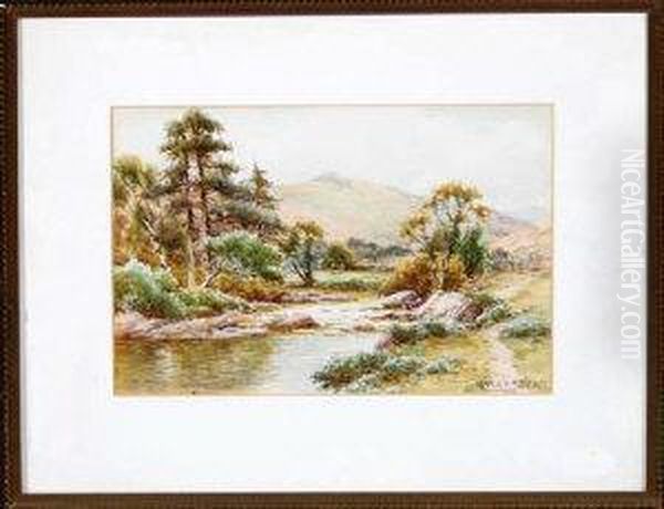 A North Country River View Oil Painting by Harry James Sticks