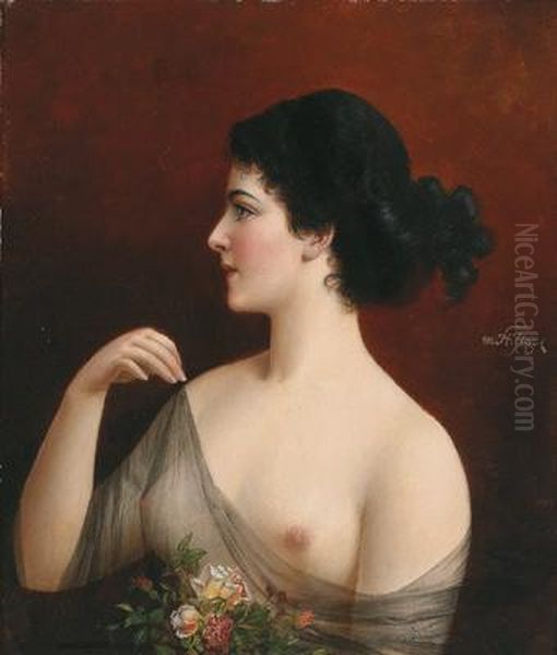 A Beauty Oil Painting by Moritz Stifter