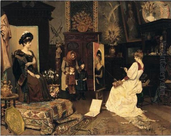 Im Atelier (in The Artist's Studio) Oil Painting by Moritz Stifter