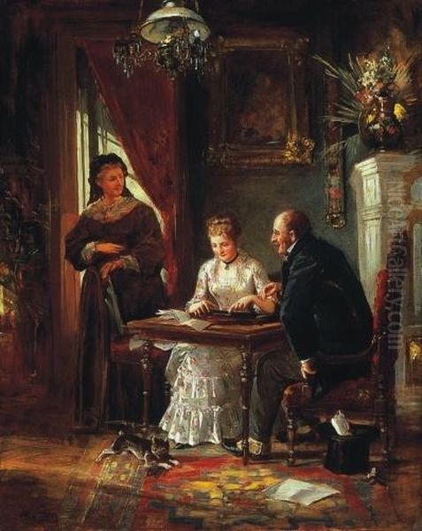 Music Lesson Oil Painting by Moritz Stifter