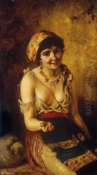 Fortune Teller Oil Painting by Moritz Stifter