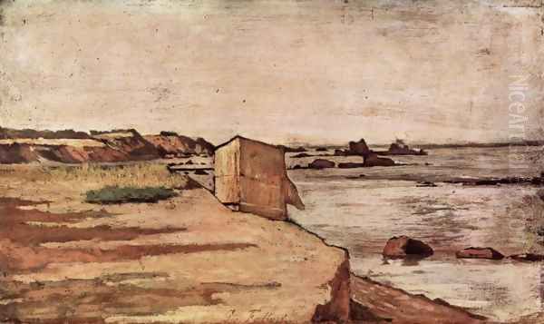 Beach hut Oil Painting by Giovanni Fattori