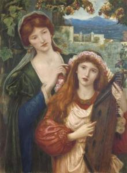 The Childhood Of Saint Cecily Oil Painting by Maria Euphrosyne Spartali, later Stillman