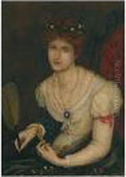 Portrait Of A Young Woman Oil Painting by Maria Euphrosyne Spartali, later Stillman