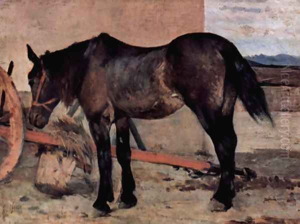 Before a horse carriage Oil Painting by Giovanni Fattori