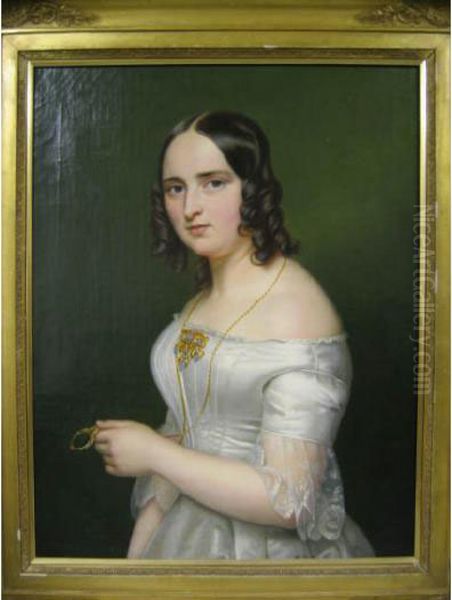 Waist-length Portrait Of A Young Woman Oil Painting by Franz Seraph Stirnbrand