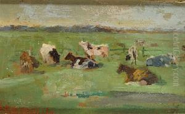 Vaches Au Pre Oil Painting by Jan Baptiste, Jan Stobbaerts