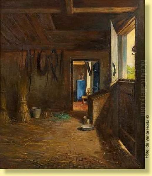 Interieur De Ferme Oil Painting by Pieter Stobbaerts