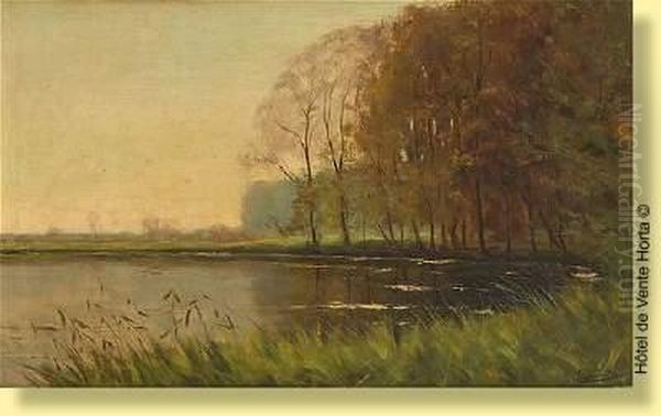 Etang Au Coucher Du Soleil Oil Painting by Pieter Stobbaerts