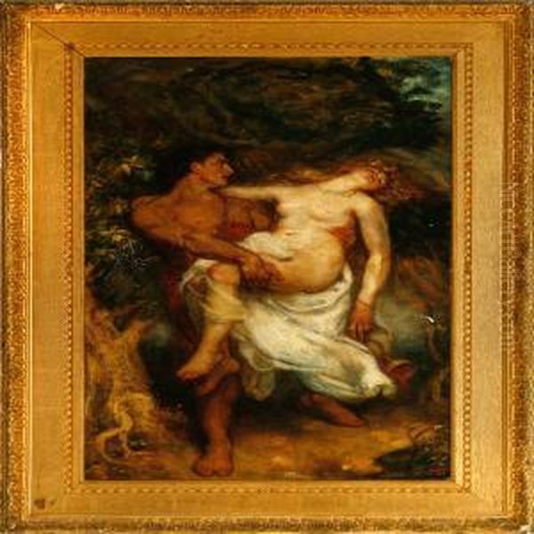 A Young Man Carryinga Nymph Oil Painting by Henry John Stock