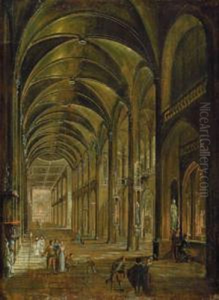 Kircheninterieur Mit Vielen Figuren Oil Painting by Christian Stocklin