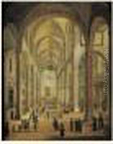 Vue De L'interieur D'une Synagogue Oil Painting by Christian Stocklin