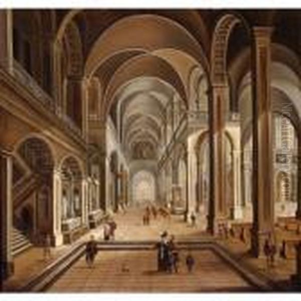 Interior Of A Church Oil Painting by Christian Stocklin