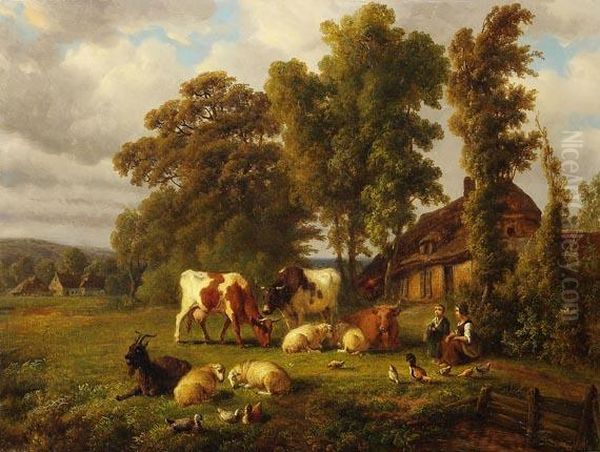 Landliche Idylle Oil Painting by Ildephonse Stocquart