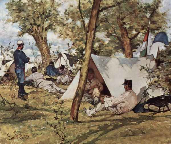 The field camp Oil Painting by Giovanni Fattori