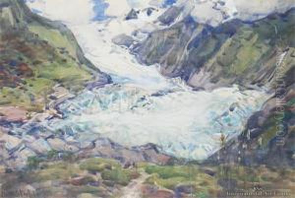 Franz Josef Glacier Oil Painting by Margaret Olrog Stoddart