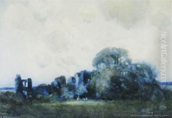 Castle Ruins, Derbyshire Oil Painting by Margaret Olrog Stoddart