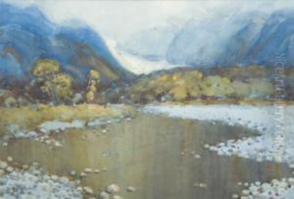 South Island River Scene Oil Painting by Margaret Olrog Stoddart