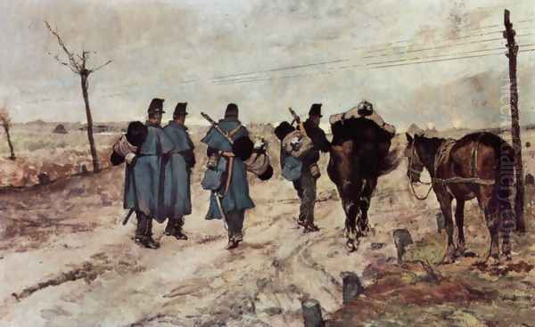 Marschierende soldiers Oil Painting by Giovanni Fattori