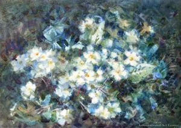 Primroses Oil Painting by Margaret Olrog Stoddart