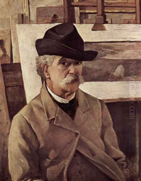 Self-portrait with sixty years Oil Painting by Giovanni Fattori