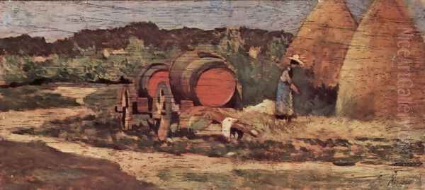 The red barrels Oil Painting by Giovanni Fattori