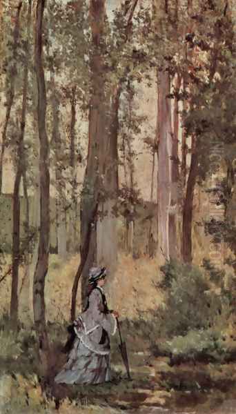 Lady in the forest Oil Painting by Giovanni Fattori