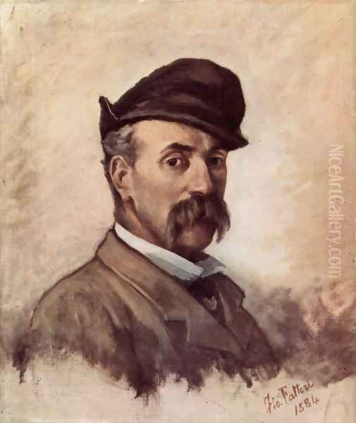 Self-portrait with fifty years Oil Painting by Giovanni Fattori