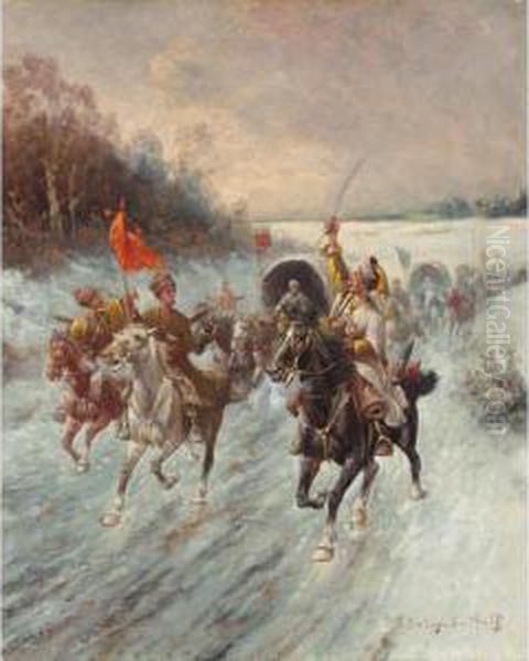 The Siberian Gold Convoy Oil Painting by Konstantin Stoilov