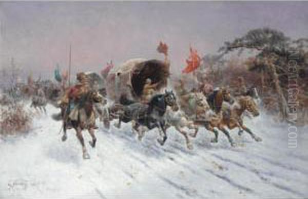 Siberian Gold Convoy Oil Painting by Konstantin Stoilov